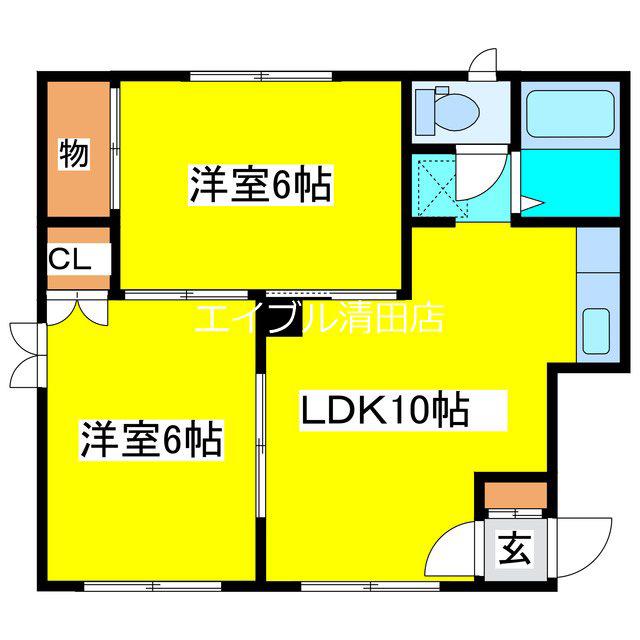 コーポステータス(2LDK/1階)の間取り写真