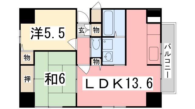 サンテデーレしかま(2LDK/7階)の間取り写真