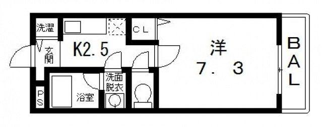 ベルドミール末広III番館(1K/2階)の間取り写真