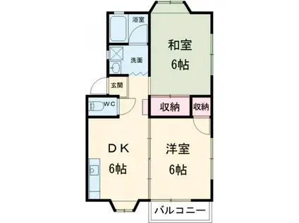 サンデリアーナI(2DK/1階)の間取り写真