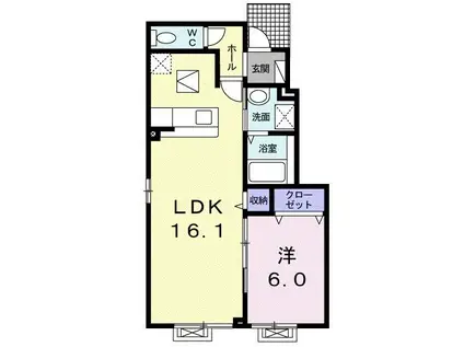 タクティC(1LDK/1階)の間取り写真