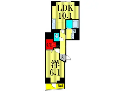 チアーズ千駄木(1LDK/3階)の間取り写真