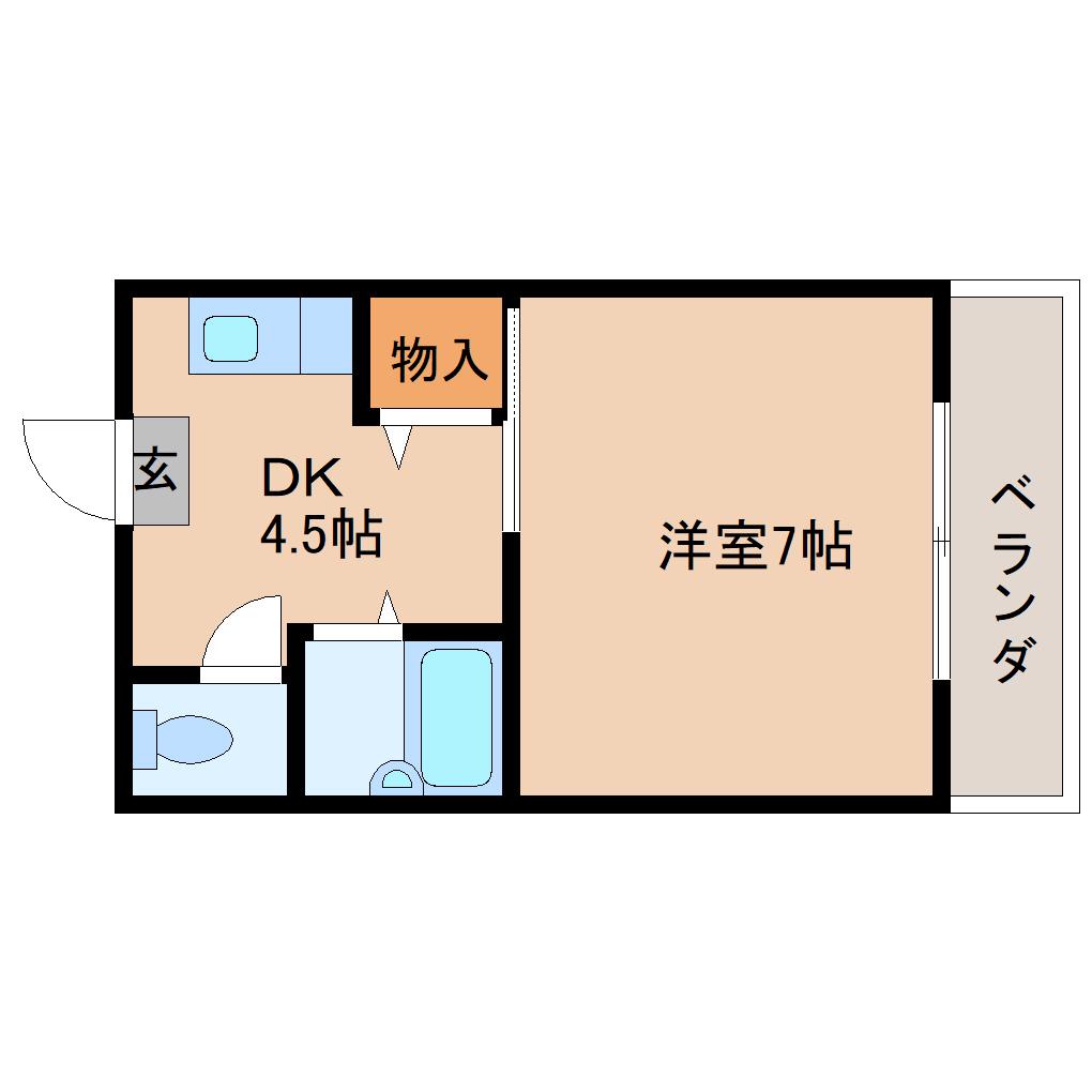 万葉レジデンス(1K/3階)の間取り写真