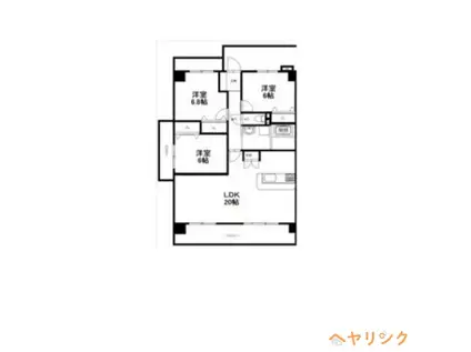 アソシア一社II(3LDK/5階)の間取り写真