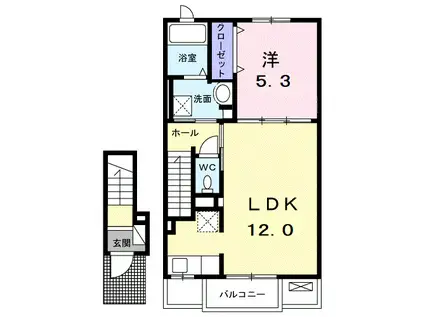 ミュリール(1LDK/2階)の間取り写真