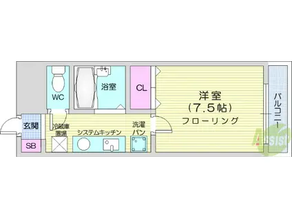 ロイヤルヒルズ文化町(1K/2階)の間取り写真