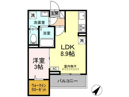 アイコート湯田温泉通(1LDK/2階)の間取り写真