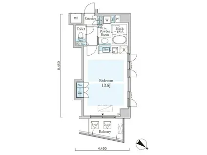 オーキッドレジデンス六本木(ワンルーム/10階)の間取り写真