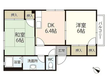 フローレンス向井(2DK/1階)の間取り写真