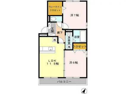 ロイヤルブルー(2LDK/1階)の間取り写真