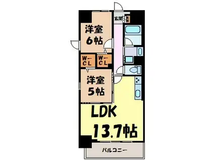 シュトルツ栄(2LDK/7階)の間取り写真