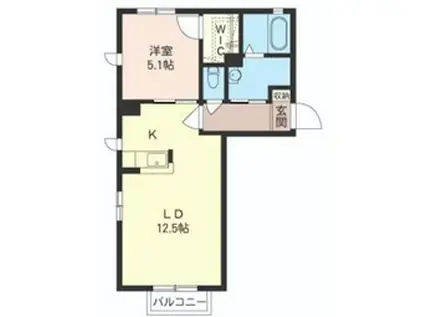 フェリシアB(1LDK/2階)の間取り写真