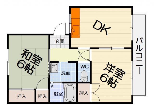 ハイツ菅原(2DK/2階)の間取り写真