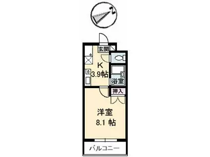 オータムヴィレッジ(1K/4階)の間取り写真