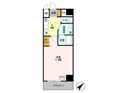 キャメロット新越谷(1K/9階)の間取り写真