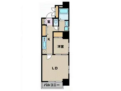 カスタリア一番町ウエスト(1LDK/5階)の間取り写真