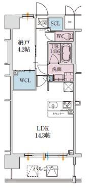 スプランディッド梅田グランノース(1LDK/6階)の間取り写真