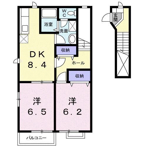 サンパティークIII(2DK/2階)の間取り写真