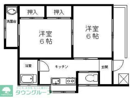 城北ハイツ(2K/1階)の間取り写真