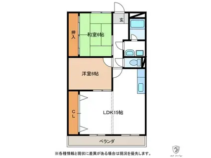 ノーザンピア(2LDK/1階)の間取り写真