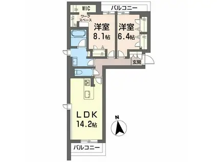 CRESTIEQ長谷通(2LDK/4階)の間取り写真