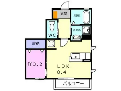 ヴィラ陽里(1LDK/1階)の間取り写真