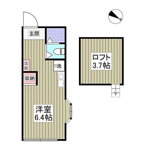 パレス杉田V(ワンルーム/2階)の間取り写真