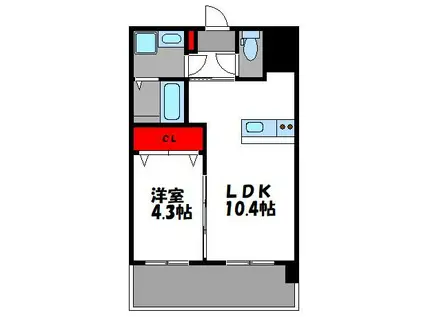 第43川崎ビル(1LDK/6階)の間取り写真
