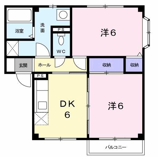 グリーンヒル参番館(2DK/2階)の間取り写真