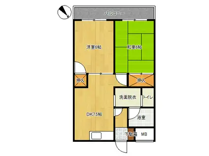 ハイツ田中(2DK/3階)の間取り写真