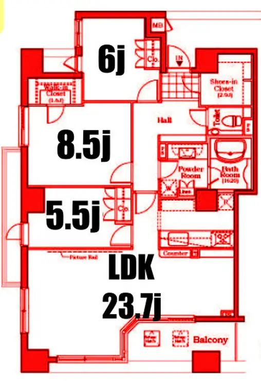 ザレジデンス本牧横浜ベイサイド 12階階 間取り