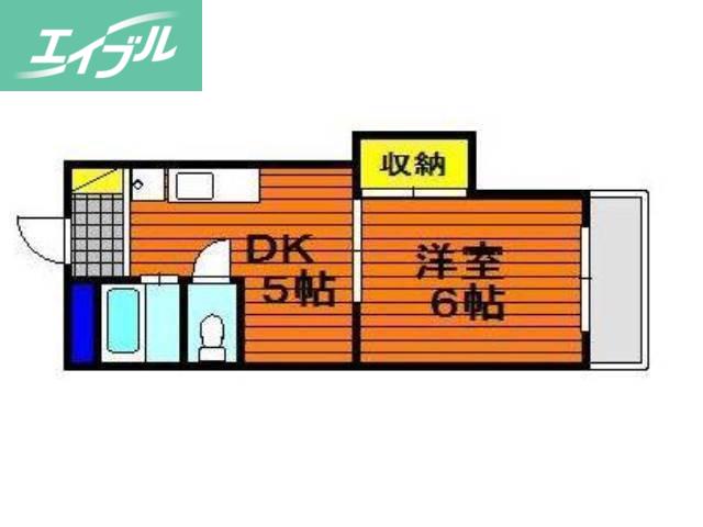 下伊福かわいマンション(1DK/3階)の間取り写真