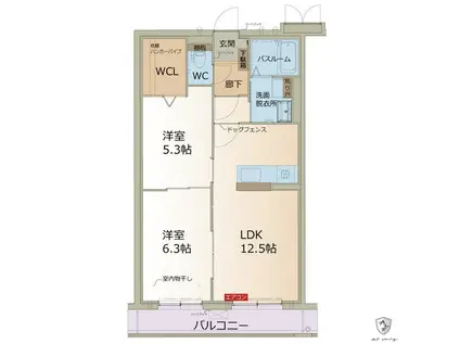 メゾン ド ヒルズ(2LDK/2階)の間取り写真