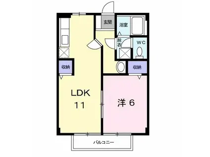 フリーデハイム(1LDK/2階)の間取り写真