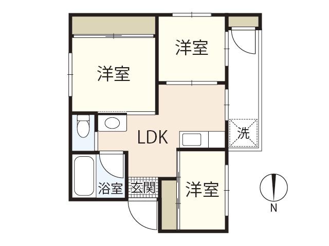 川本鏡が丘ビル(3LDK/3階)の間取り写真