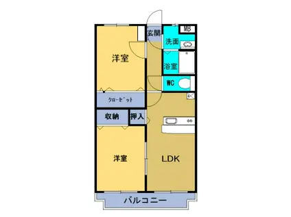 ユーミーJULLIE(2LDK/2階)の間取り写真