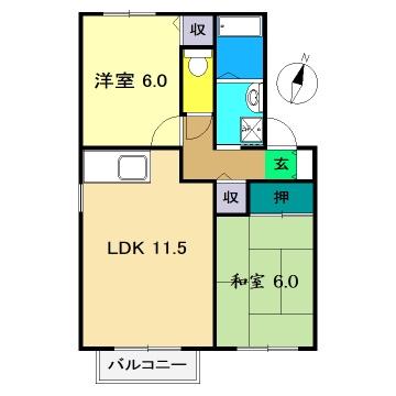 セジュールOK A棟(2LDK/1階)の間取り写真