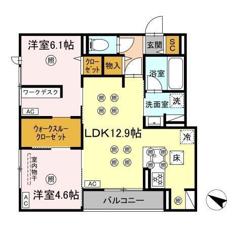 GRANDVALLEY 博多(2LDK/1階)の間取り写真