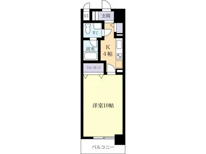 WILLDO桜川(1K/3階)の間取り写真