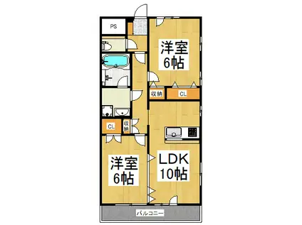 ヴィラトリアノン(2LDK/3階)の間取り写真