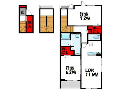 フローラーリア橘I(2LDK/3階)の間取り写真