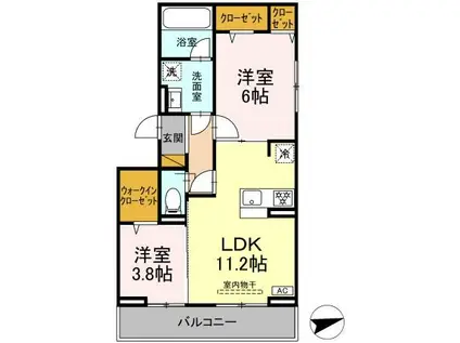 プロスペールE NO.1(2LDK/3階)の間取り写真