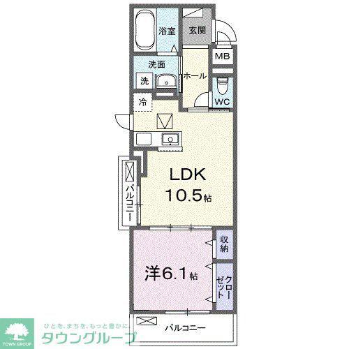 アウラティエ(1LDK/1階)の間取り写真