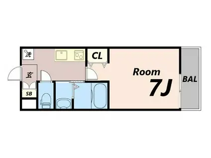 AILE南塚口V(1K/1階)の間取り写真