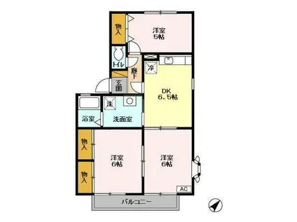 ラフィネF・G(3DK/1階)の間取り写真