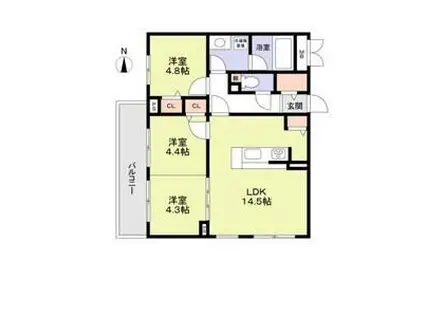 ブライトガーデン(3LDK/1階)の間取り写真