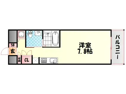 エスリード御堂筋梅田(ワンルーム/2階)の間取り写真