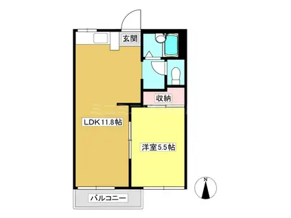 フォレストタウン A棟(1LDK/2階)の間取り写真