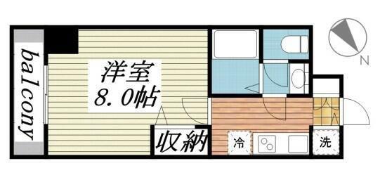 メゾン・ド・ヴィレ 日本橋浜町(1K/2階)の間取り写真