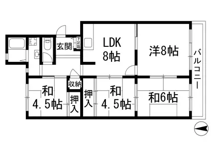 光明3号棟(4LDK/4階)の間取り写真